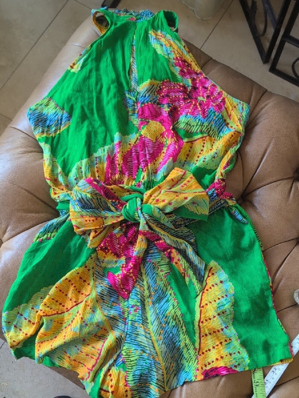 Cynthia Rowley Green Multicolor Tropical Print Romper - Picture 9 of 10